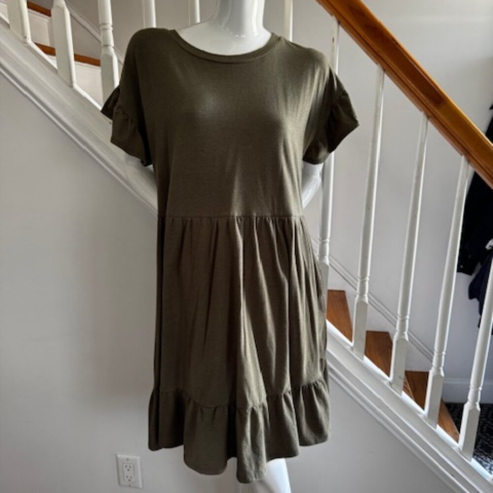 Lulus Olive Green Short Sleeve Dress Size XL